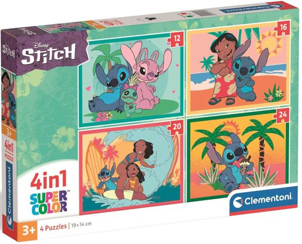 CLEMENTONI ΠΑΙΔΙΚΟ ΠΑΖΛ 4 ΣΕ 1 SUPER COLOR DISNEY STITCH