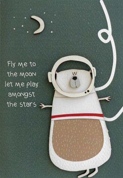 ΕΥΧΕΤΗΡΙΑ ΚΑΡΤΑ "FLY ME TO THE MOON LET ME PLAY AMONGST THE STARS"