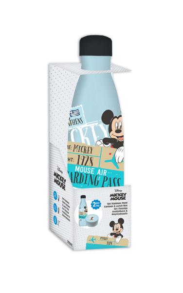 ΦΑΓΗΤΟΔΟΧΕΙΟ PP 130ML & ΠΑΓΟΥΡΙ ΑΝΟΞΕΙΔΩΤΟ 500ML ΣΕΤ HELLO GREECE MICKEY