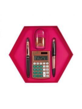 * ΣΕΤ ΔΩΡΟΥ COPPER PINK 4 ΤΜΧ (ΓΟΜΑ - ΞΥΣΤΡΑ ΜΟΝΗ, ΣΤΥΛΟ, ΜΗΧ. ΜΟΛΥΒΙ ΜΕ ΓΟΜΑ, ΑΡΙΘΜ/ΧΑΝΗ) MILAN