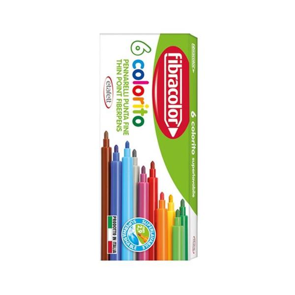 ΜΑΡΚΑΔΟΡΟΙ ΨΙΛΗΣ ΓΡΑΦΗΣ 2.9MM COLORITO 6 ΧΡΩΜΑΤΩΝ FIBRACOLOR