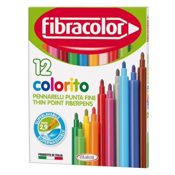 ΜΑΡΚΑΔΟΡΟΙ ΨΙΛΗΣ ΓΡΑΦΗΣ 2,9MM COLORITO 12 ΧΡΩΜΑΤΩΝ FIBRACOLOR
