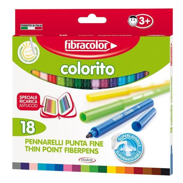 ΜΑΡΚΑΔΟΡΟΙ ΨΙΛΗΣ ΓΡΑΦΗΣ 2,9MM COLORITO 18 ΧΡΩΜΑΤΩΝ FIBRACOLOR
