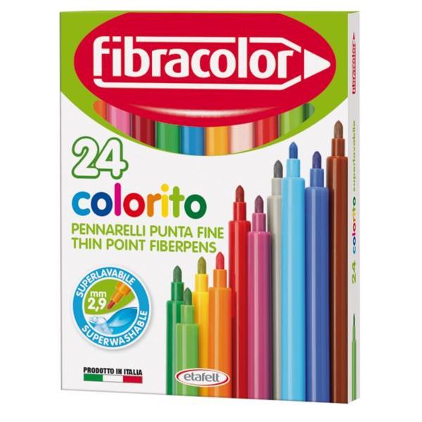 ΜΑΡΚΑΔΟΡΟΙ ΨΙΛΗΣ ΓΡΑΦΗΣ 2.9MM COLORITO 24 ΧΡΩΜΑΤΩΝ FIBRACOLOR