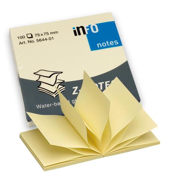 INFO NOTES ΧΑΡΤΑΚΙΑ ΚΙΤΡΙΝΑ Z-NOTES 75X75MM 100Φ