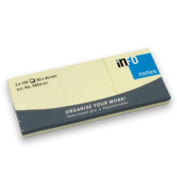 INFO NOTES ΧΑΡΤΑΚΙΑ ΚΙΤΡΙΝΑ 50X40MM 3 ΤΕΜΑΧΙΑ 3X100Φ