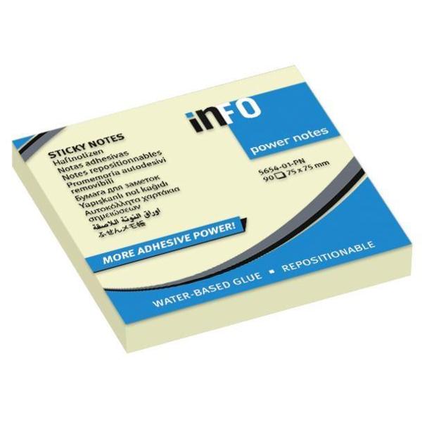 INFO NOTES ΧΑΡΤΑΚΙΑ ΚΙΤΡΙΝΑ POWER NOTES 75X75MM 100Φ