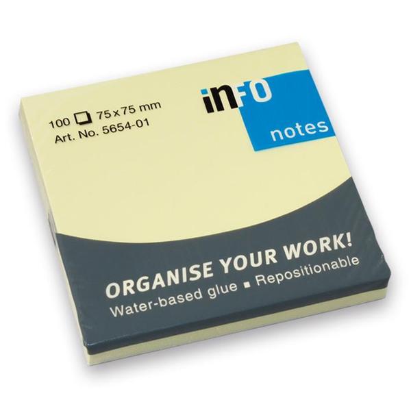 INFO NOTES ΧΑΡΤΑΚΙΑ ΚΙΤΡΙΝΑ 75X75MM 100Φ