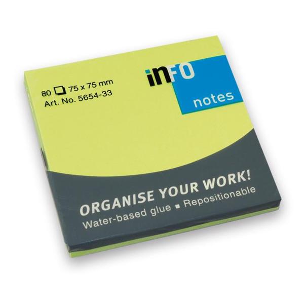 INFO NOTES ΧΑΡΤΑΚΙΑ BRILLIANT ΠΡΑΣΙΝΟ 75X75MM 80Φ