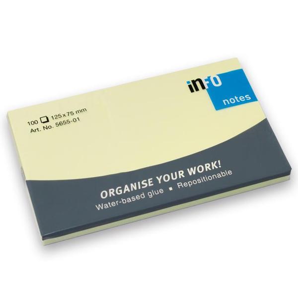 INFO NOTES ΧΑΡΤΑΚΙΑ ΚΙΤΡΙΝΑ 125X75MM 100Φ