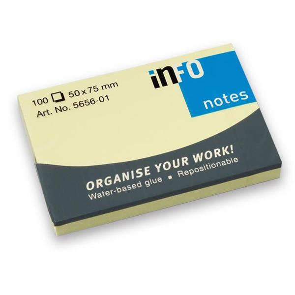 INFO NOTES ΧΑΡΤΑΚΙΑ ΚΙΤΡΙΝΑ 50X75MM 100Φ