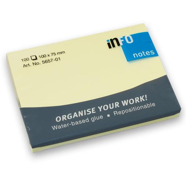 INFO NOTES ΧΑΡΤΑΚΙΑ ΚΙΤΡΙΝΑ 100X75MM 100Φ