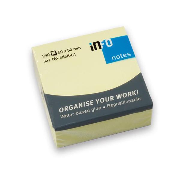 INFO NOTES ΧΑΡΤΑΚΙΑ ΚΥΒΟΣ MINI ΚΙΤΡΙΝΟΣ 50X50MM 240Φ