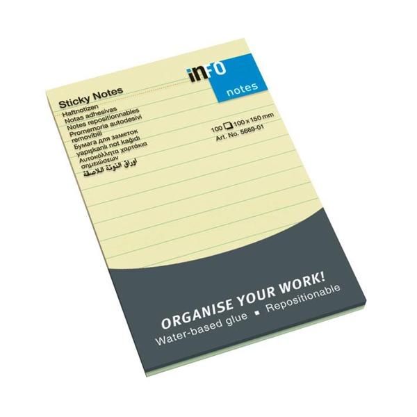 INFO NOTES ΧΑΡΤΑΚΙΑ ΚΙΤΡΙΝΑ ΜΕ ΓΡΑΜΜΕΣ 100ΜΜΧ150ΜΜ