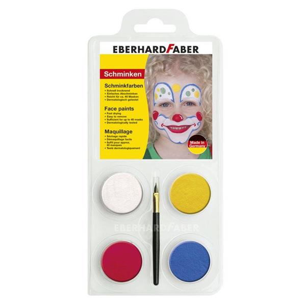 * ΧΡΩΜΑΤΑ ΠΡΟΣΩΠΟΥ ΝΕΡΟΜΠΟΓΙΕΣ + ΠΙΝΕΛΟ CLOWN 4 ΧΡΩΜΑΤΩΝ EFA