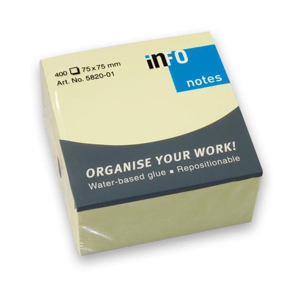 INFO NOTES ΧΑΡΤΑΚΙΑ ΚΥBΟΣ ΚΙΤΡΙΝΟΣ 75X75MM 400Φ