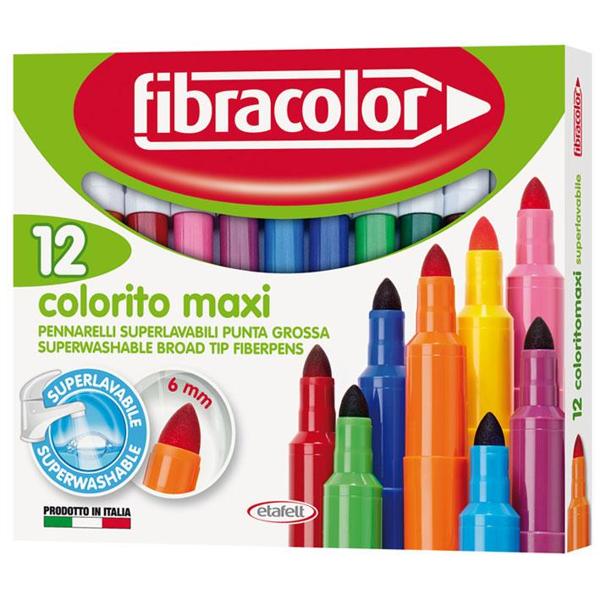 ΜΑΡΚΑΔΟΡΟΙ COLORITO MAXI 12 ΧΡΩΜΑΤΩΝ ΜΥΤΗ 6ΜΜ FIBRACOLOR