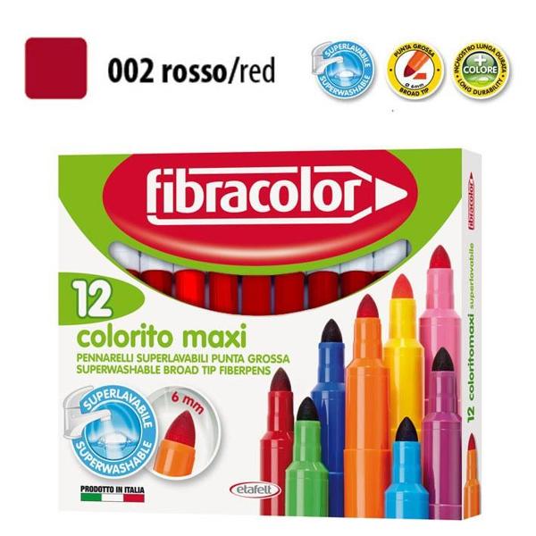 ΜΑΡΚΑΔΟΡΟΙ COLORITO MAXI ΚΟΚΚΙΝΟ ΜΟΝΟΧΡΩΜΙΕΣ ΜΥΤΗ 6ΜΜ ΚΟΥΤΙ 12 ΤΕΜΑΧΙΩΝ FIBRACOLOR