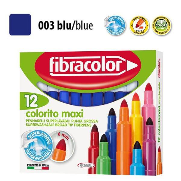 ΜΑΡΚΑΔΟΡΟΙ COLORITO MAXI ΜΠΛΕ ΜΟΝΟΧΡΩΜΙΕΣ ΜΥΤΗ 6ΜΜ ΚΟΥΤΙ 12 ΤΕΜΑΧΙΩΝ FIBRACOLOR