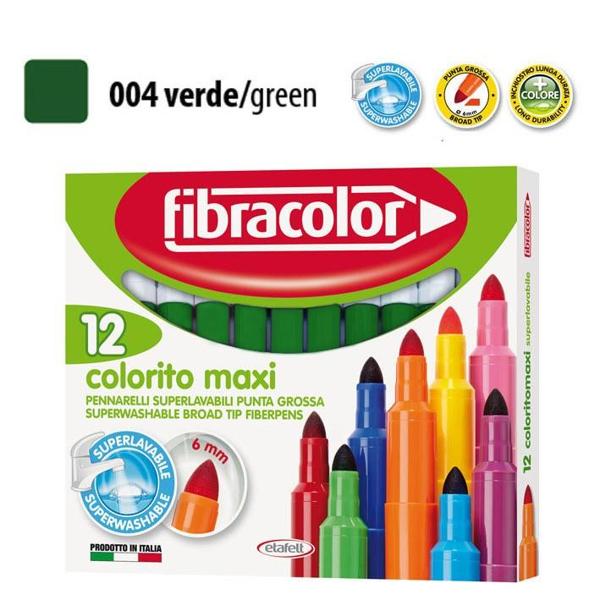 ΜΑΡΚΑΔΟΡΟΙ COLORITO MAXI ΠΡΑΣΙΝΟ ΜΟΝΟΧΡΩΜΙΕΣ ΜΥΤΗ 6ΜΜ ΚΟΥΤΙ 12 ΤΕΜΑΧΙΩΝ FIBRACOLOR