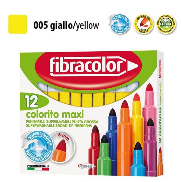 ΜΑΡΚΑΔΟΡΟΙ COLORITO MAXI ΚΙΤΡΙΝΟ ΜΟΝΟΧΡΩΜΙΕΣ ΜΥΤΗ 6ΜΜ ΚΟΥΤΙ 12 ΤΕΜΑΧΙΩΝ FIBRACOLOR
