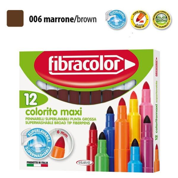 ΜΑΡΚΑΔΟΡΟΙ COLORITO MAXI ΚΑΦΕ ΜΟΝΟΧΡΩΜΙΕΣ ΜΥΤΗ 6ΜΜ ΚΟΥΤΙ 12 ΤΕΜΑΧΙΩΝ FIBRACOLOR