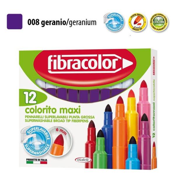 ΜΑΡΚΑΔΟΡΟΙ COLORITO MAXI ΜΩΒ ΜΟΝΟΧΡΩΜΙΕΣ ΜΥΤΗ 6ΜΜ ΚΟΥΤΙ 12 ΤΕΜΑΧΙΩΝ FIBRACOLOR