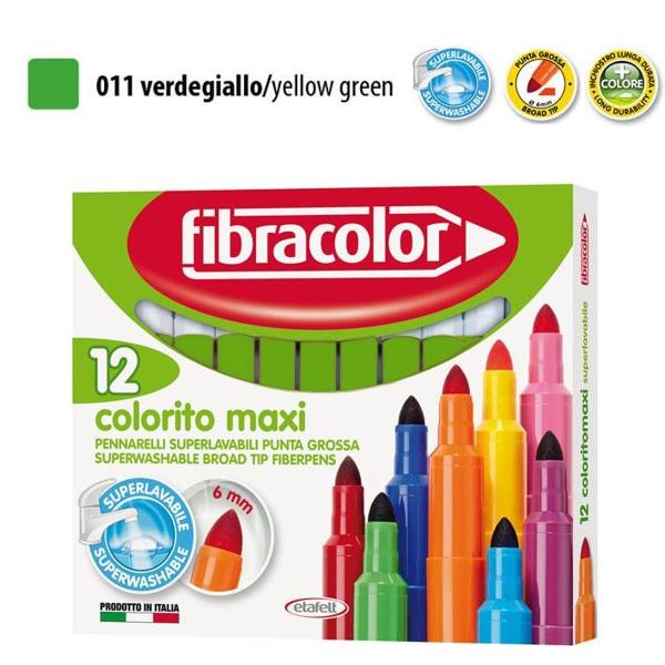 ΜΑΡΚΑΔΟΡΟΙ COLORITO MAXI ΑΝΟΙΧΤΟ ΠΡΑΣΙΝΟ ΜΟΝΟΧΡΩΜΙΕΣ ΜΥΤΗ 6ΜΜ ΚΟΥΤΙ 12 ΤΕΜΑΧΙΩΝ FIBRACOLOR