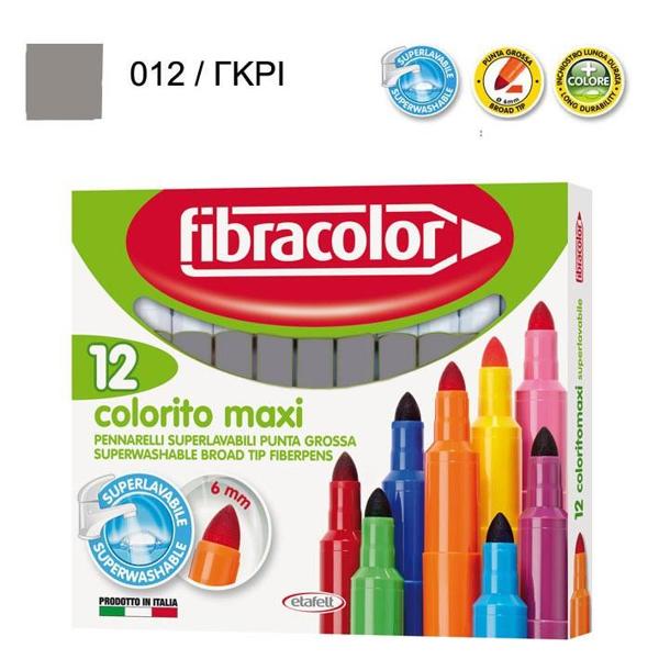 ΜΑΡΚΑΔΟΡΟΙ COLORITO MAXI ΓΚΡΙ ΜΟΝΟΧΡΩΜΙΕΣ ΜΥΤΗ 6ΜΜ ΚΟΥΤΙ 12 ΤΕΜΑΧΙΩΝ FIBRACOLOR