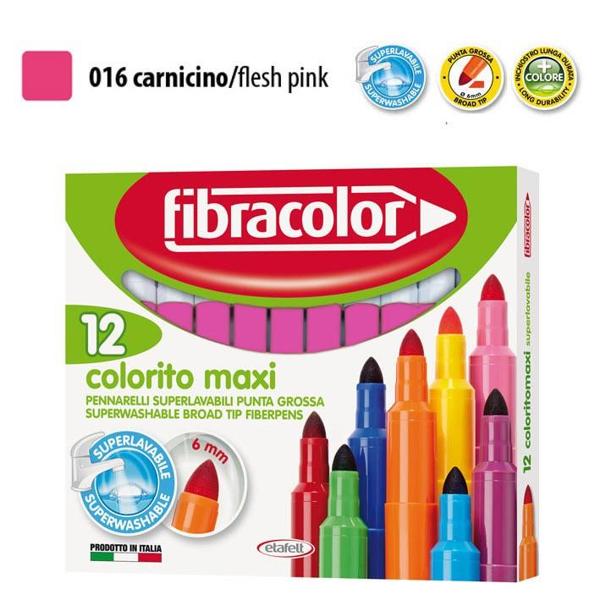 ΜΑΡΚΑΔΟΡΟΙ COLORITO MAXI ΡΟΖ ΜΟΝΟΧΡΩΜΙΕΣ ΜΥΤΗ 6ΜΜ ΚΟΥΤΙ 12 ΤΕΜΑΧΙΩΝ FIBRACOLOR