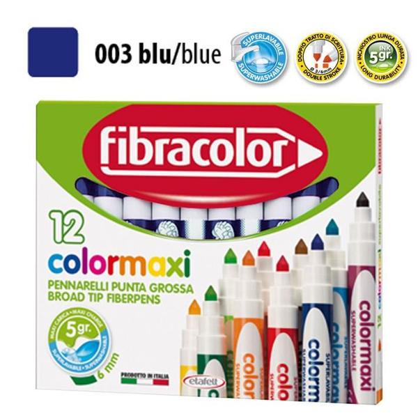 ΜΑΡΚΑΔΟΡΟΙ JUMBO COLORMAXI ΜΠΛΕ ΜΟΝΟΧΡΩΜΙΕΣ ΚΟΥΤΙ 12 ΤΕΜΑΧΙΩΝ FIBRACOLOR