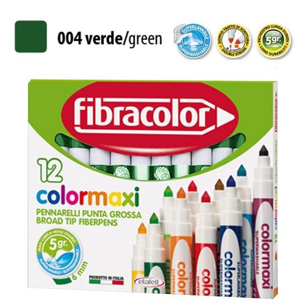 ΜΑΡΚΑΔΟΡΟΙ JUMBO COLORMAXI ΠΡΑΣΙΝΟ ΜΟΝΟΧΡΩΜΙΕΣ ΚΟΥΤΙ 12 ΤΕΜΑΧΙΩΝ FIBRACOLOR