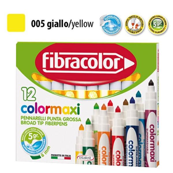 ΜΑΡΚΑΔΟΡΟΙ JUMBO COLORMAXI ΚΙΤΡΙΝΟ ΜΟΝΟΧΡΩΜΙΕΣ ΚΟΥΤΙ 12 ΤΕΜΑΧΙΩΝ FIBRACOLOR