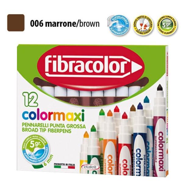 ΜΑΡΚΑΔΟΡΟΙ JUMBO COLORMAXI ΚΑΦΕ ΜΟΝΟΧΡΩΜΙΕΣ ΚΟΥΤΙ 12 ΤΕΜΑΧΙΩΝ FIBRACOLOR