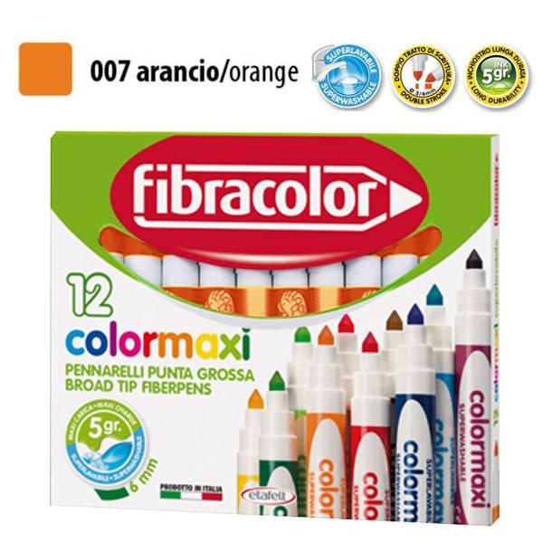 ΜΑΡΚΑΔΟΡΟΙ JUMBO COLORMAXI ΠΟΡΤΟΚΑΛΙ ΜΟΝΟΧΡΩΜΙΕΣ ΚΟΥΤΙ 12 ΤΕΜΑΧΙΩΝ FIBRACOLOR