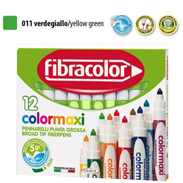 ΜΑΡΚΑΔΟΡΟΙ JUMBO COLORMAXI ΑΝΟΙΧΤΟ ΠΡΑΣΙΝΟ ΜΟΝΟΧΡΩΜΙΕΣ ΚΟΥΤΙ 12 ΤΕΜΑΧΙΩΝ FIBRACOLOR