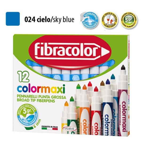 ΜΑΡΚΑΔΟΡΟΙ JUMBO COLORMAXI ΓΑΛΑΖΙΟ ΜΟΝΟΧΡΩΜΙΕΣ ΚΟΥΤΙ 12 ΤΕΜΑΧΙΩΝ FIBRACOLOR