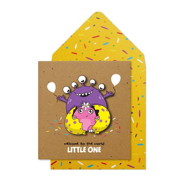 ΕΥΧΕΤΗΡΙΑ ΚΑΡΤΑ ΓΕΝΝΗΣΗΣ - "WELCOME TO THE WORLD LITTLE ONE", ΤΕΡΑΤΑΚΙΑ, ΚΟΡΙΤΣΙ