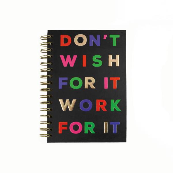 * ΤΕΤΡΑΔΙΟ ΣΠΙΡΑΛ Α5 ΜΕ ΓΡΑΜΜΕΣ "DON'T WISH FOR IT, WORK FOR IT"